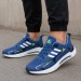 adidas Boost running shoes in a blue colorway with white